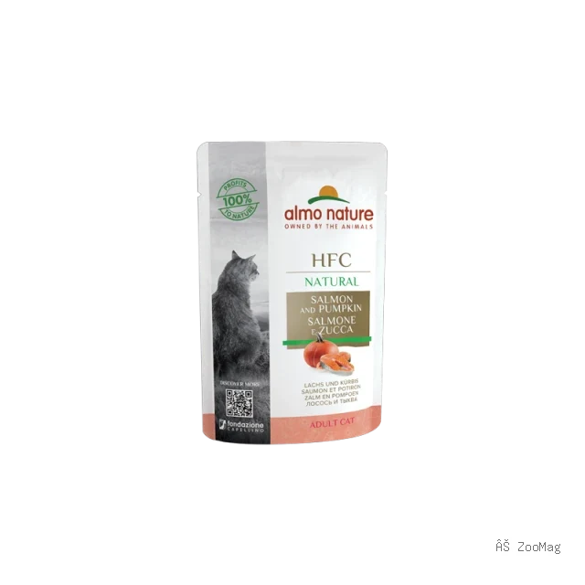 Almo Nature HFC для кошек из лосося с тыквой, пауч 55 гр