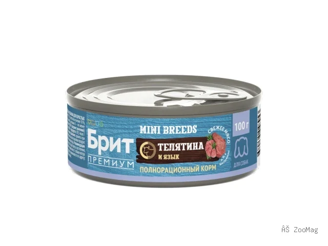 Brit Premium влажный корм by Nature для взрослых собак мелких пород с телятиной и языком 100 г