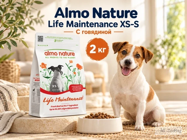Almo Nature Life Maintenance XS S со свежей говядиной сухой корм для взрослых собак мелких пород, 2 кг