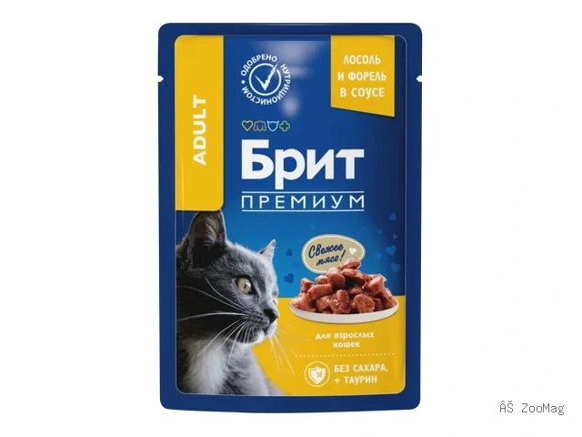 Brit Premium влажный корм Adult с лососем и форелью для взрослых кошек 85 г