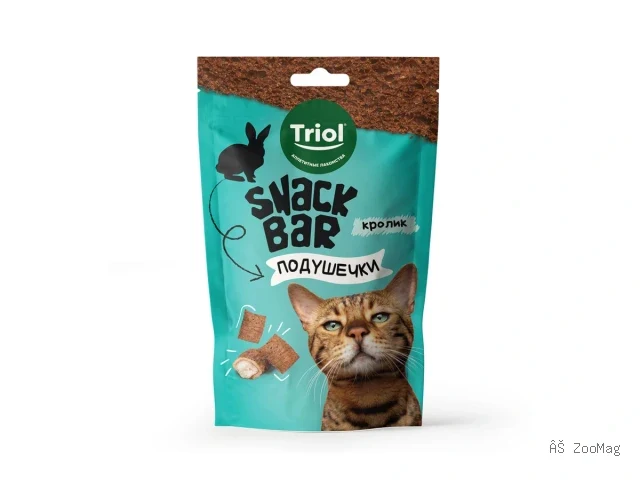 Triol лакомство SNACK BAR мини-подушечки с начинкой из кролика для кошек, 30 г