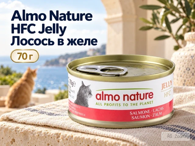 Almo Nature HFC Jelly с лососем в желе влажный корм для взрослых кошек, 70 г