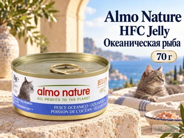 Almo Nature HFC Jelly с океанической рыбой в желе влажный корм для взрослых кошек, 70 г