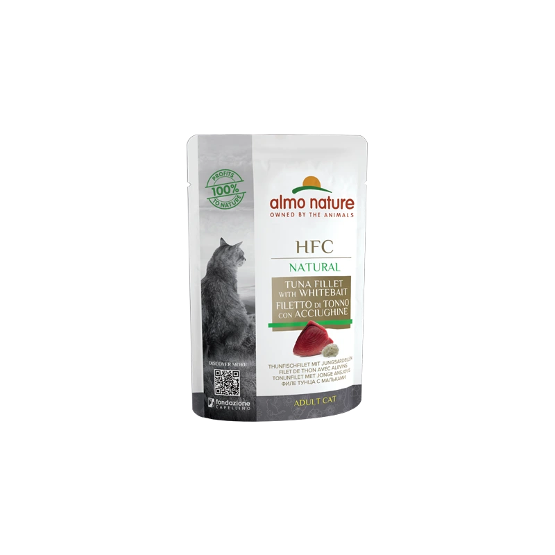 Almo Nature HFC Natural влажный корм для кошек с тунцом и мальками пауч 55 г