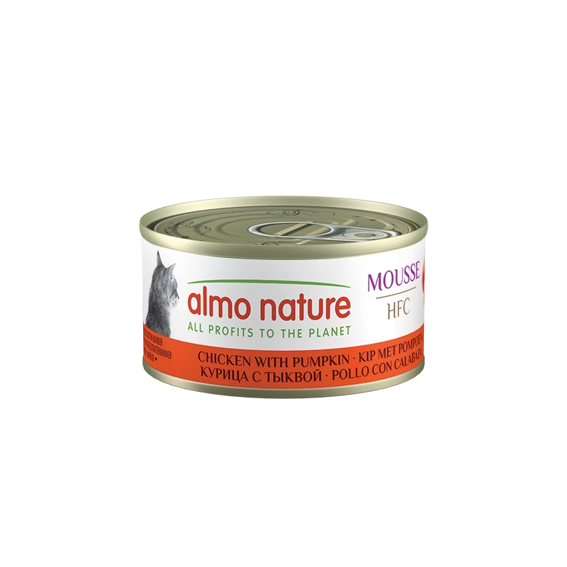 Almo Nature HFC Mousse Влажный корм для кошек из курицы с тыквой, консервы 70 г