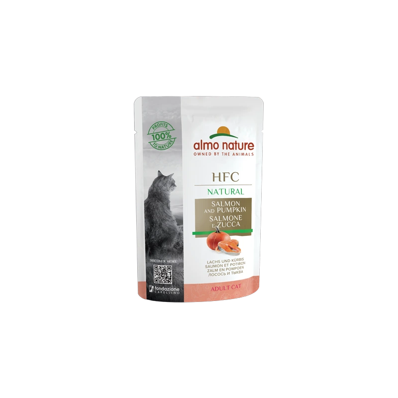 Almo Nature HFC для кошек из лосося с тыквой, пауч 55 гр