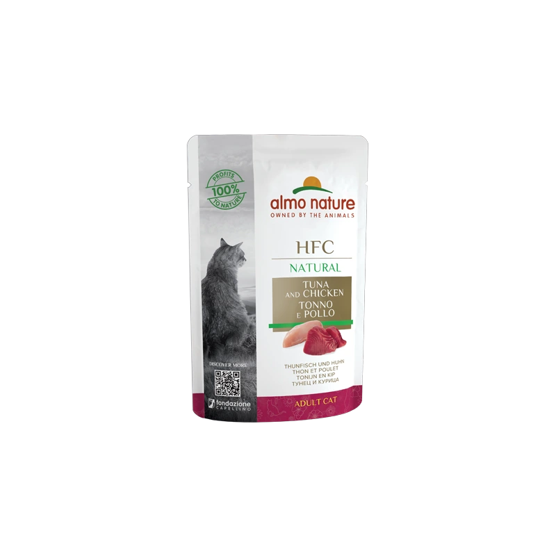 Almo Nature HFC Natural влажный корм для кошек, с тунцом и курицей пауч 55 г