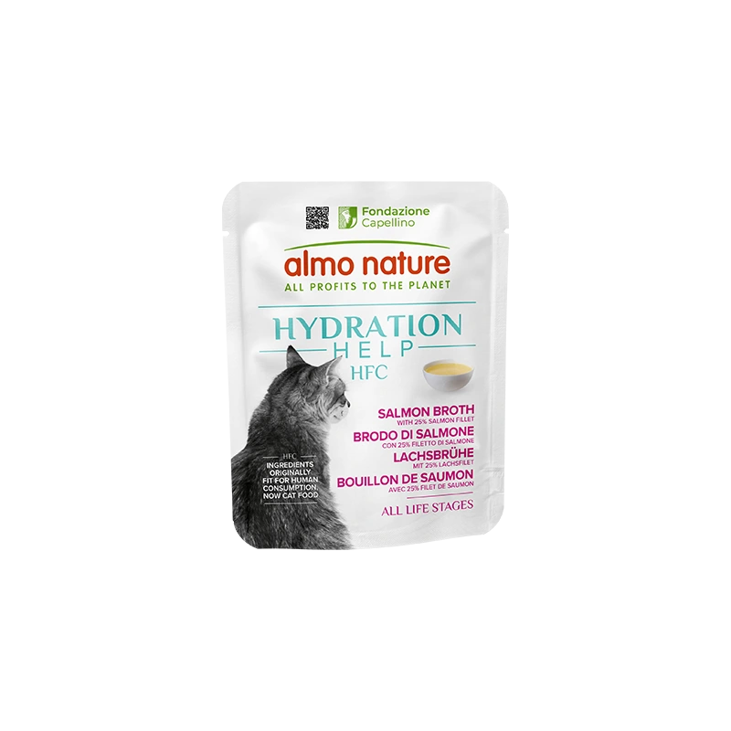 Almo Nature HFC Hydration Help влажный корм для кошек, лососевый суп с филе лосося пауч 50 г