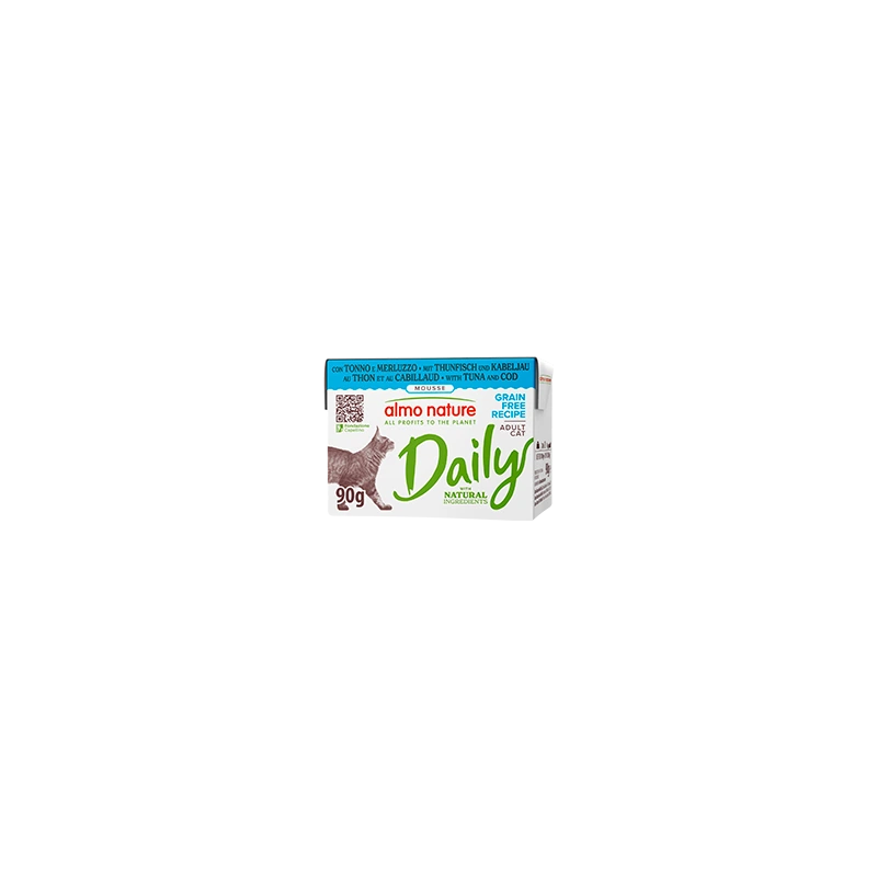 Almo Nature DAILY влажный корм для кошек с тунцом и треской, тетрапак 90 гр