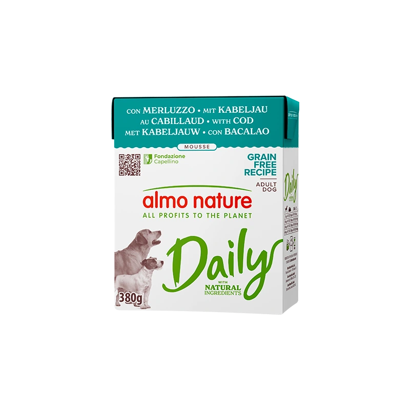 Almo Nature DAILY влажный корм для собак с трескрй, тетрапак 380 гр