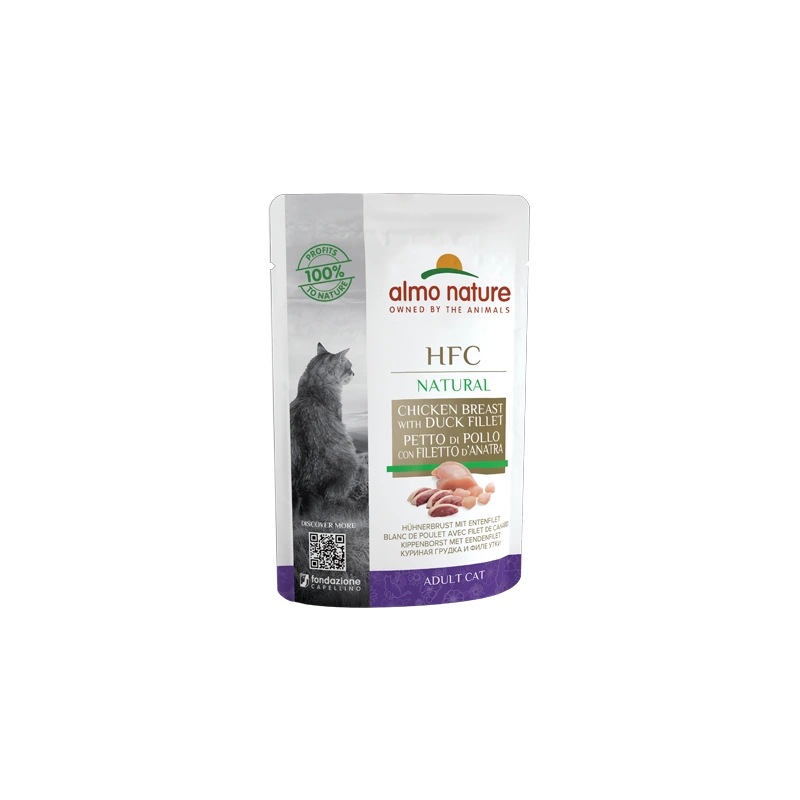 Almo Nature HFC Natural влажный корм для кошек, куриная грудка с утиным филе пауч 55 г