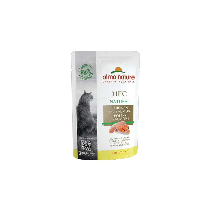 Almo Nature HFC Natural влажный корм для кошек, с курицей и лососем пауч 55 г