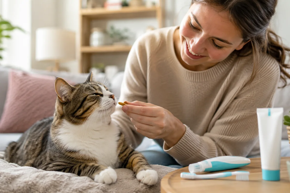 Поощрение котёнка после кормления